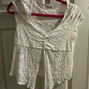 Orange Kiss Off White Lace Blouse